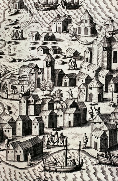 Hafen von Macao in China von Theodor de Bry