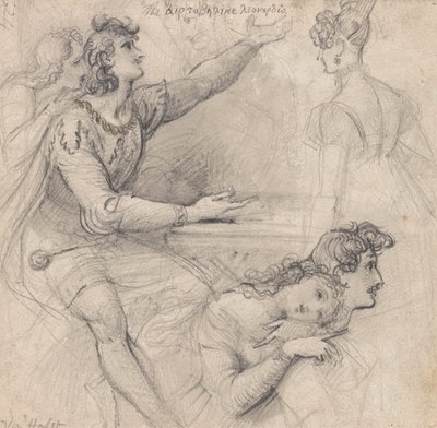 Ein Blatt mit Skizzen - Theatralische Studien von Theodor von Holst