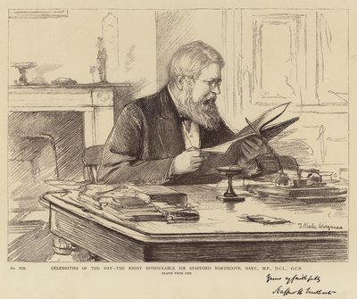Berühmtheiten des Tages, der ehrenwerte Sir Stafford Northcote, Baronet, MP, DCL, GCB von Theodore Blake Wirgman