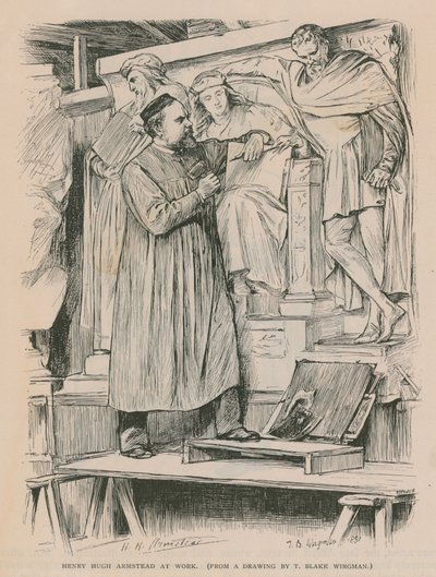 Henry Hugh Armstead bei der Arbeit am Albert Memorial (Gravur) von Theodore Blake Wirgman