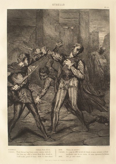 Othello Suite: Nr. 10 (Akt 5, Szene 1: Der Straßenkampf: Rodrigo und Cassio) von Théodore Chassériau