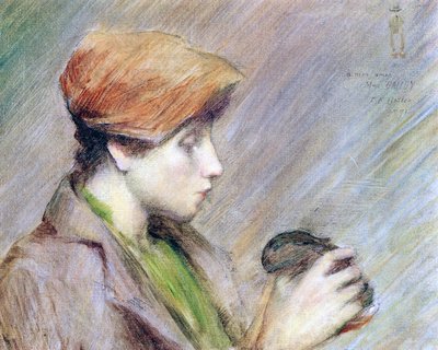 Suzanne Hoschedé mit einem Kaninchen, 1891 von Theodore Earl Butler