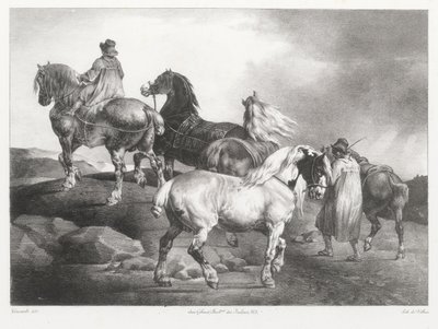 Pferde werden zum Jahrmarkt geführt von Theodore Gericault