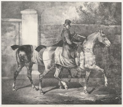 Zwei Pferde von einem Jockey geführt von Theodore Gericault