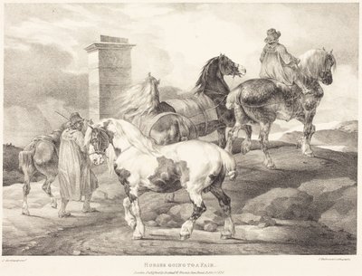 Pferde auf dem Weg zu einem Jahrmarkt von Theodore Gericault
