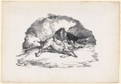 Löwe, der ein Pferd verschlingt von Theodore Gericault