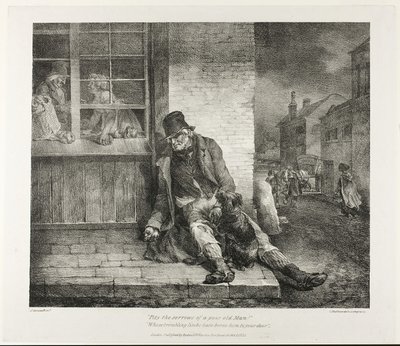 Erbarmt euch der Leiden eines armen alten Mannes!... 1821 (Lithografie in Schwarz auf elfenbeinfarbenem Velinpapier) von Theodore Gericault