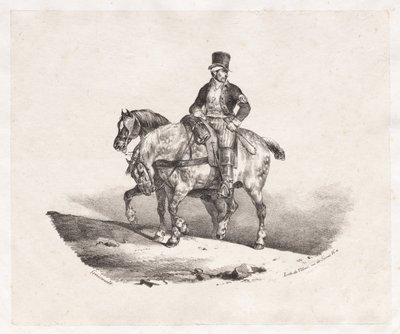 Postbote oder zwei angespannten Pferde, 1823 von Theodore Gericault