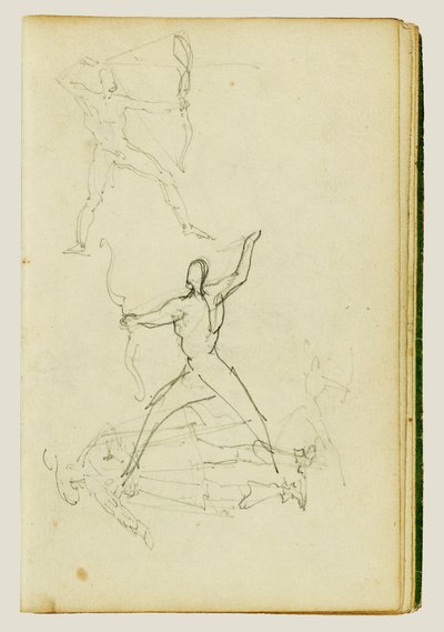Drei Studien eines nackten Mannes mit Bogen und Pfeil, stehender Kavalier von Theodore Gericault