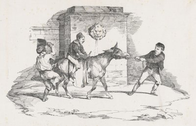 Drei Kinder spielen mit einem Esel von Theodore Gericault