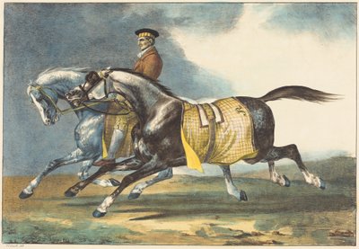 Zwei Apfelschimmel beim Üben von Theodore Gericault