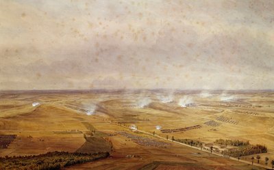 Koalitionskriege: „Die Schlacht von Valmy am 20.09.1792, die den Sieg der Franzosen gegen die Preußen sah“ Aquarellgouache von Theodore Jung (1803-1865) 1792 von Theodore Jung