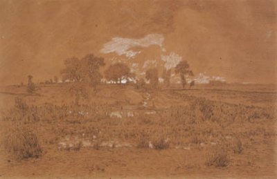 Abendlandschaft mit einem Moor von Theodore Rousseau
