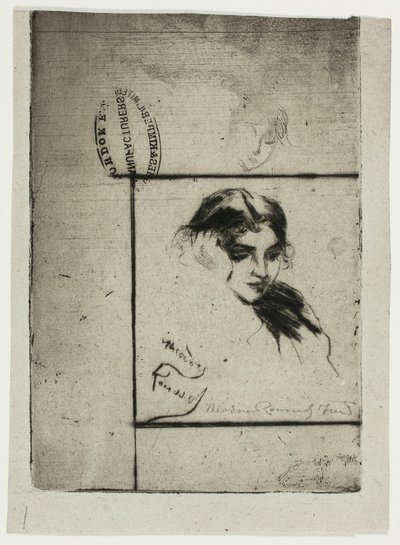 Kopf eines Mädchens, das auf ihre Hand lehnt von Theodore Roussel