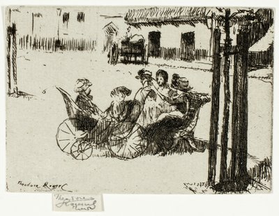 Kleine Mädchen und Kinderwagen, Chelsea Embankment von Theodore Roussel