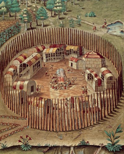Befestigtes Dorf der amerikanischen Ureinwohner in Virginia von Theodore de Bry