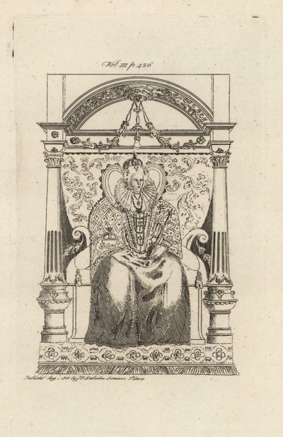 Königin Elisabeth I. von England aus einem Buntglasfenster von Theodore de Bry