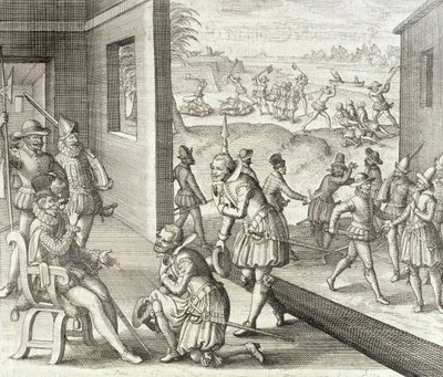 Die spanische Eroberung von Fort Caroline, 1565, aus 