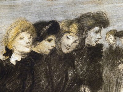 Der Ausgang der Näherinnen (Detail) von Théophile Alexandre Steinlen