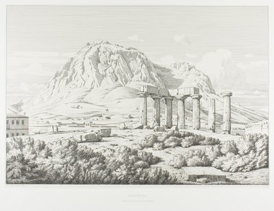 Korinth: Tempel des Neptun und der Akrokorinth von Théodore Caruelle d