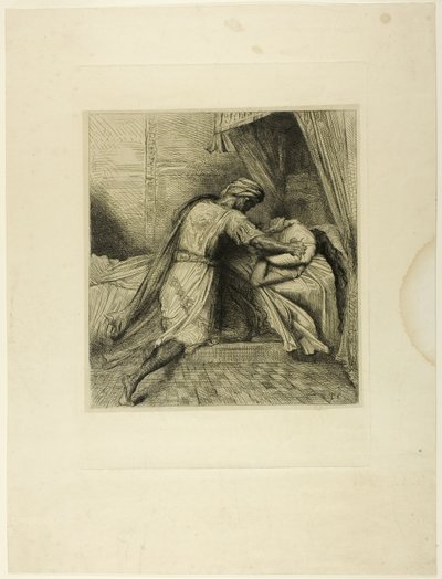 Er erstickt sie, Platte dreizehn aus Othello von Théodore Chassériau