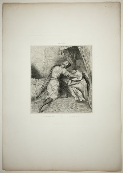 Er erstickt sie, Tafel dreizehn aus Othello von Théodore Chassériau