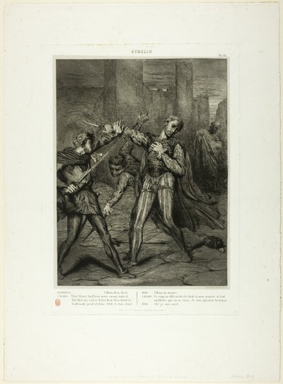 Schurke, du stirbst, Platte zehn aus Othello von Théodore Chassériau