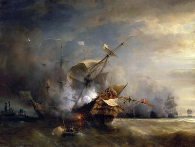 Die Seeschlacht bei Lizard Point, Cornwall am 21. Oktober 1707 von Jean Antoine Theodore Gudin