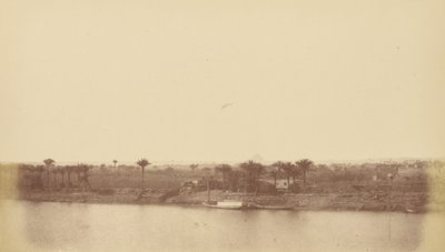 Ufer des Nils mit Palmen und Boot von Théodule Devéria
