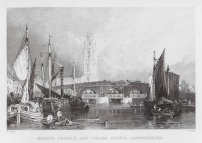 Boston Church und Grand Sluice, Lincolnshire von Thomas (after) Allom