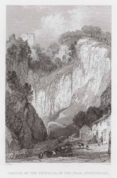 Burg der Peverils, im Peak, Derbyshire (Stich) von Thomas (after) Allom
