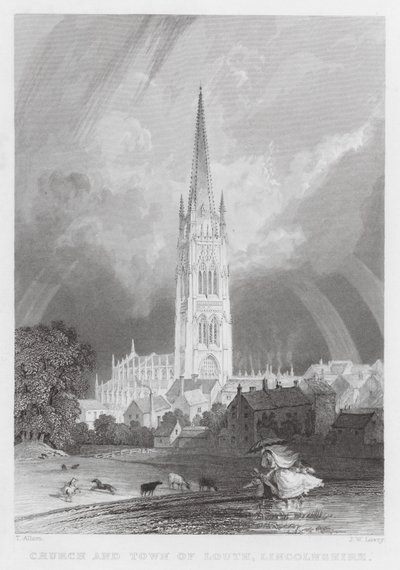Kirche und Stadt Louth, Lincolnshire von Thomas (after) Allom