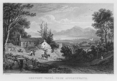 Derwent Water, von Applethwaite von Thomas (after) Allom