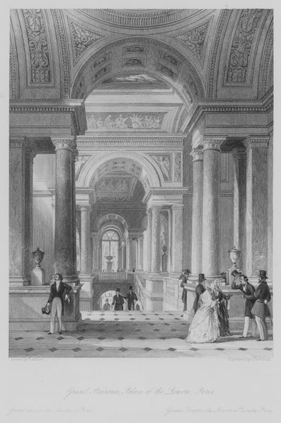Große Treppe, Louvre-Palast, Paris (Stich) von Thomas (after) Allom