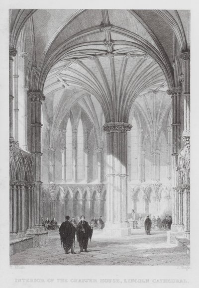 Innenraum des Kapitelsaals, Lincoln Cathedral (Gravur) von Thomas (after) Allom