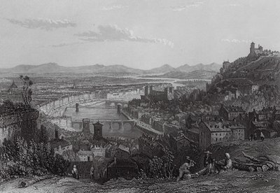 Lyon, von La Croix Rousse von Thomas (after) Allom