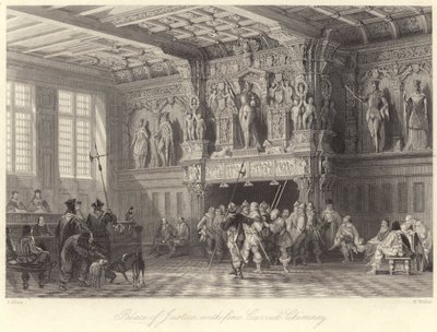Justizpalast mit fein geschnitztem Kamin, Brügge von Thomas (after) Allom
