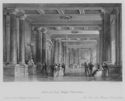 Salon von Louis Philippe, Fontainebleau (Stich) von Thomas (after) Allom