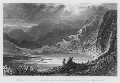 Stickle Tarn, Langdale Pikes, von Pavey Ark, Westmorland von Thomas (after) Allom