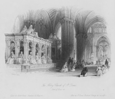 Die Abteikirche von St. Denis, Grab von Ludwig XII. (Gravur) von Thomas (after) Allom
