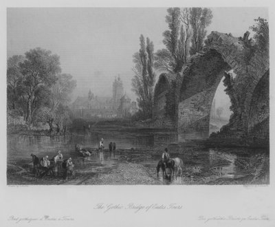 Die gotische Brücke von Eudes, Tours (Gravur) von Thomas (after) Allom