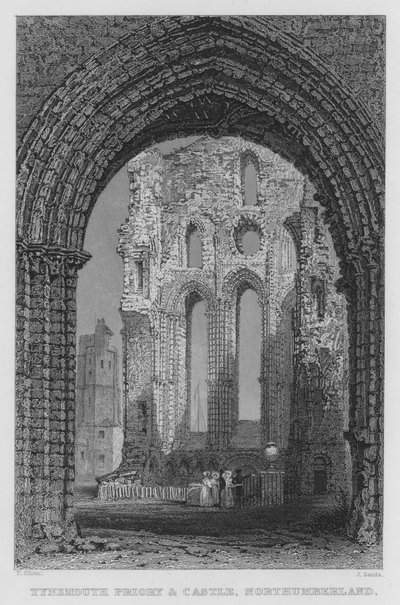 Tynemouth Priory und Castle, Northumberland von Thomas (after) Allom