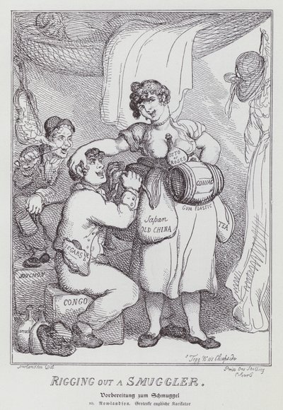 Ausrüstung eines Schmugglers (Lithografie) von Thomas (after) Rowlandson