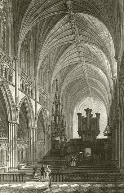 Innenraum der Kathedrale von Exeter von Thomas Allom