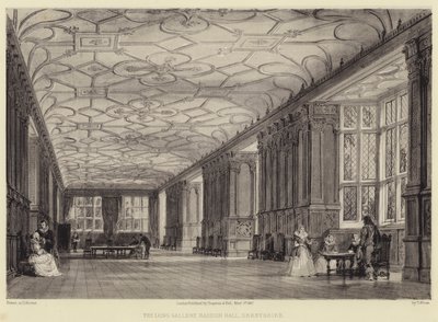 Die Lange Galerie, Haddon Hall, Derbyshire von Thomas Allom