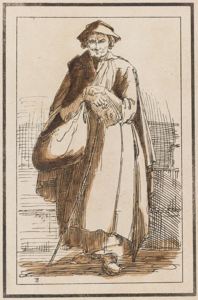 Vierzig lithografische Eindrücke von Landschaftszeichnungen von Thomas Barker, ausgewählt aus seinen Studien rustikaler Figuren nach der Natur: [Alte Frau im Mantel mit gefalteten Händen] von Thomas Barker