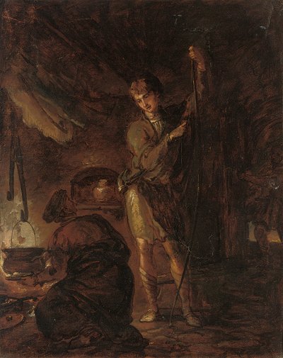 Szenen aus William Cowpers Die Aufgabe, ein Junge spannt einen Bogen, 1785 von Thomas Barker of Bath