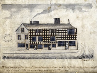 Altes Haus am Hanging Ditch, Manchester, 1819 von Thomas Barritt