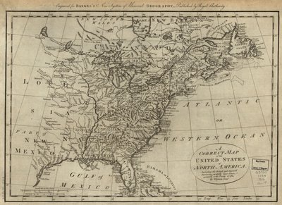 Eine korrekte Karte der Vereinigten Staaten von Nordamerika; einschließlich der britischen und spanischen Territorien, sorgfältig nach dem Vertrag von 1784 erstellt von Thomas Bowen