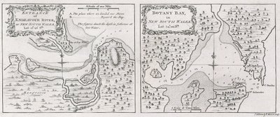 Karten von Captain James Cook: Eingang des Endeavour River und Botany Bay in New South Wales von Thomas Bowen